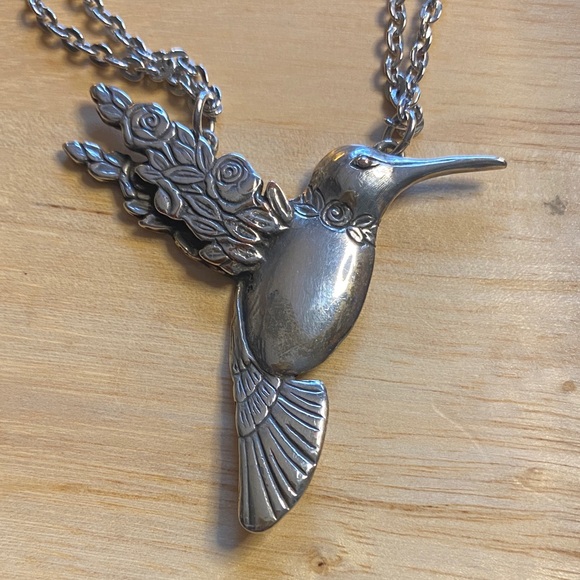 Silver Hummingbird Pendant Necklace - Picture 2 of 5